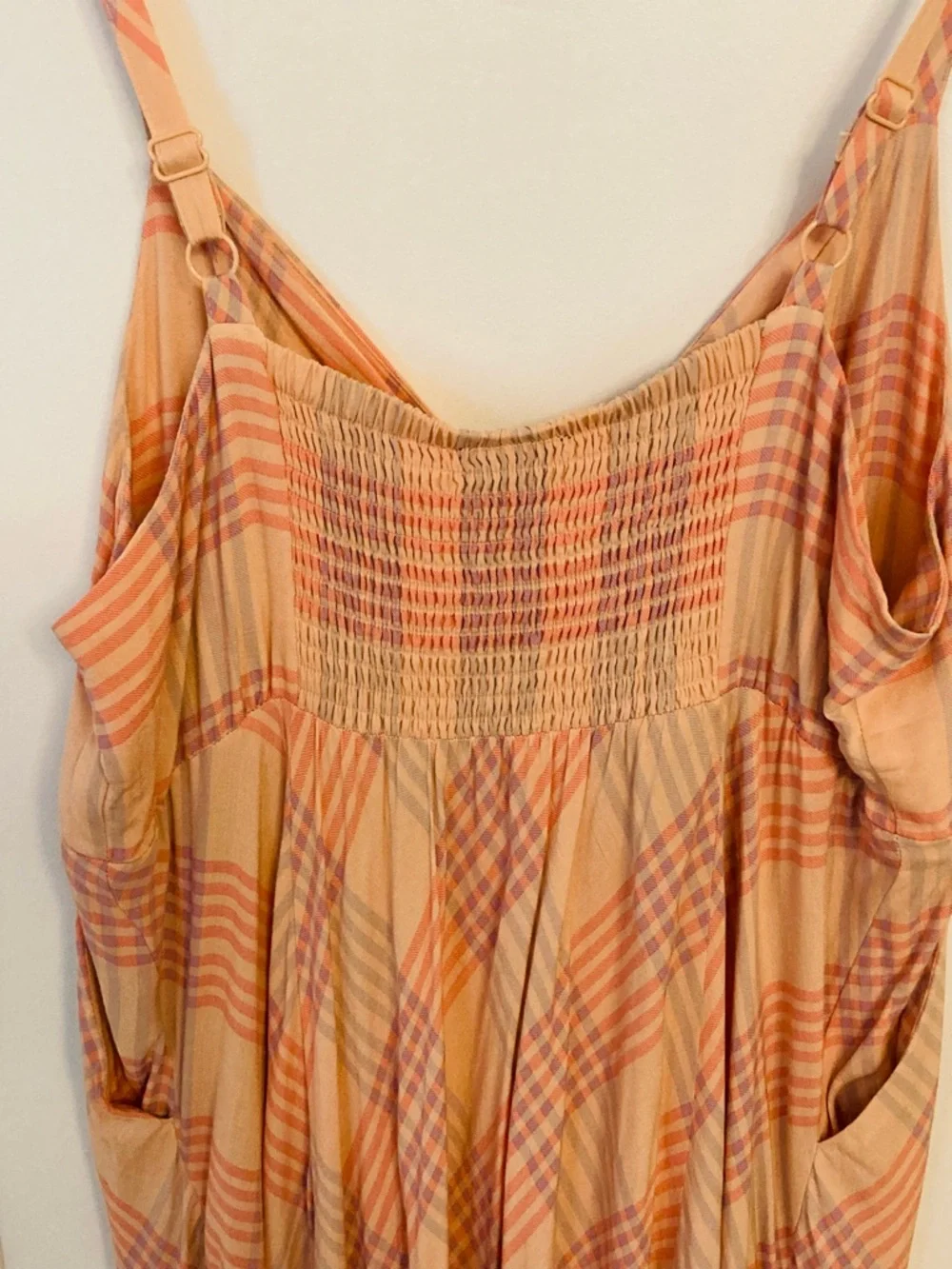 torrid Peach Plaid Challis Button-Front Midi Dress Size 1X Sleeveless - Picture 12 of 16